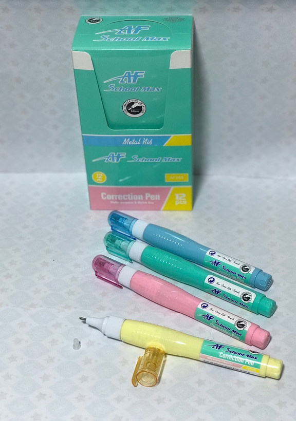 لاک غلط گیر قلمی12 میل بدنه رنگی اسکول مکس(بسته 12 عددی)